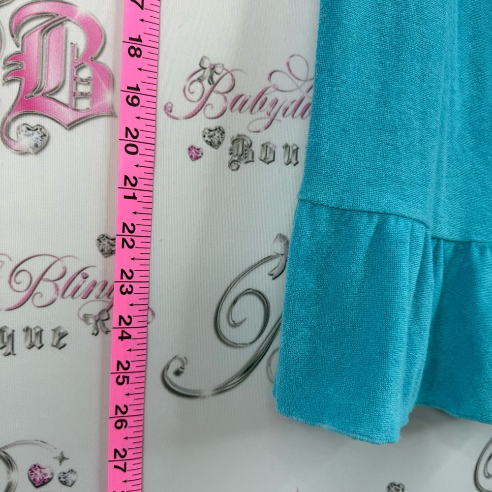 Dress terry cloth ruffle hem tie up back Smocked Waist Turquoise Tube Skirt - Picture 5 of 10